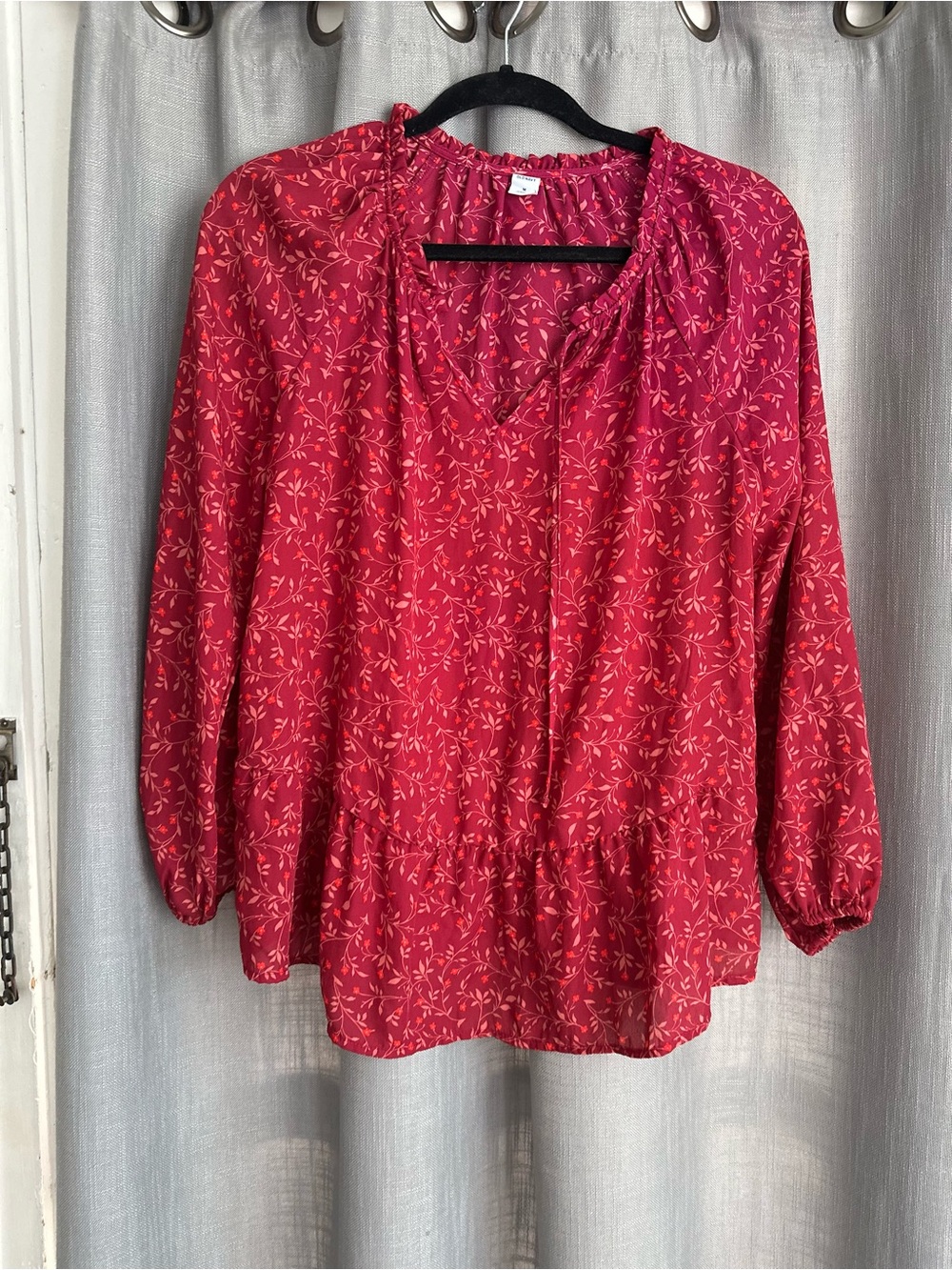 Old Navy Maroon Leaf Print Blouse